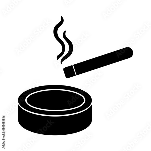 Cigarette Smoking Ashtray Flat Icon Isolated on White.