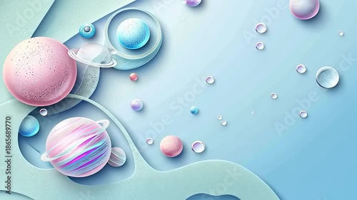 Elegant Pastel Spheres Abstract Motion Graphics with soft Pastel Background, Ideal for creative