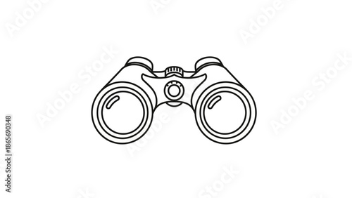 Black and white binoculars illustration.