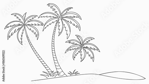 Tropical island paradise with lush palm trees under a clear sky