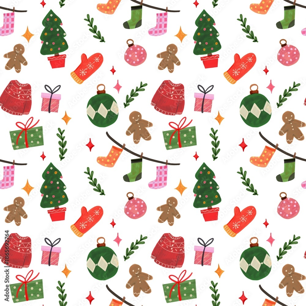 Naklejka premium Seamless Christmas Pattern Illustration