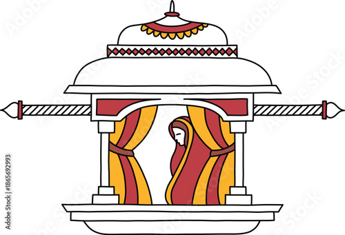 Indian Traditional Temple Mandap Illustration for Wedding and Religious Ceremony