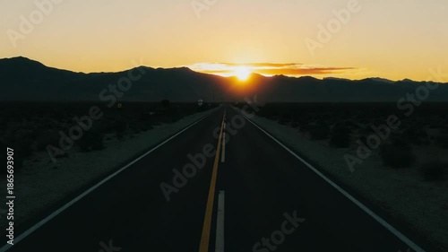Endless Desert Highway at Sunset — Scenic Road Trip Adventure