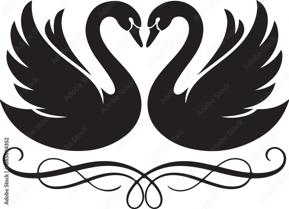 Fototapeta premium Couple swans silhouette