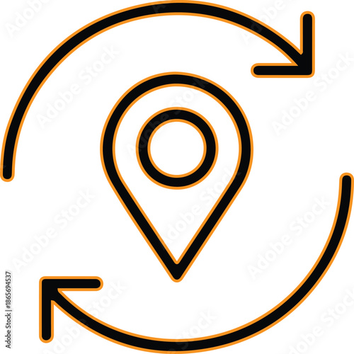 Location pin with rotating arrows icon