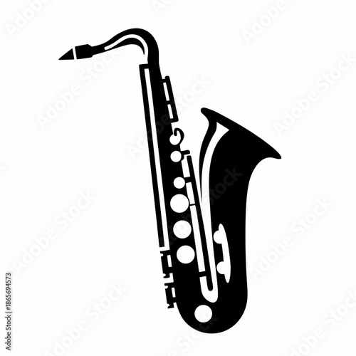 saxophone icon silhouette in flat style for music and audio design