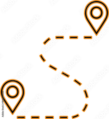Route map icon with multiple location pins