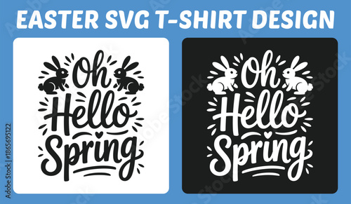 Oh Hello Spring Easter Typography T-Shirt Design Vector Illustration