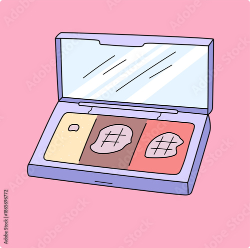 Eyeshadow Face Palette. Makeup vector used in Project Pan. Underconsumption trend: using your makeup until it runs out. Well-loved makeup.