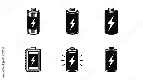 Six different battery icons with lightning bolt symbols are displayed.