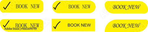 Yellow  and  black book now buttons with online tags and icons
