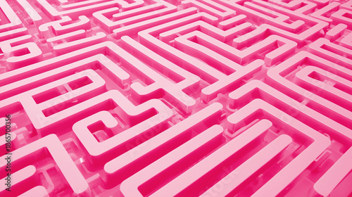 Vibrant Pink 3D Maze Labyrinth Surreal Abstract Background Geometric Pattern Illusion Cinematic Texture