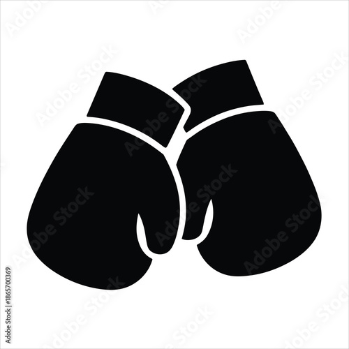 Strong black silhouette of two boxing gloves ready for a fight or sparring match