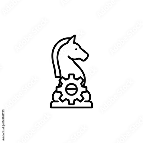 Abstract Chess Knight Piece with Gear Symbol for Strategy and Technology Themes