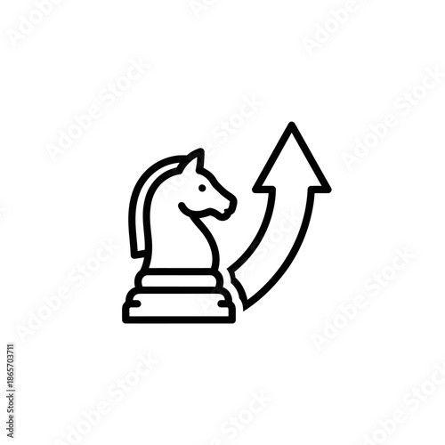 Creative Chess Knight Icon with Upward Arrow for Strategy and Growth