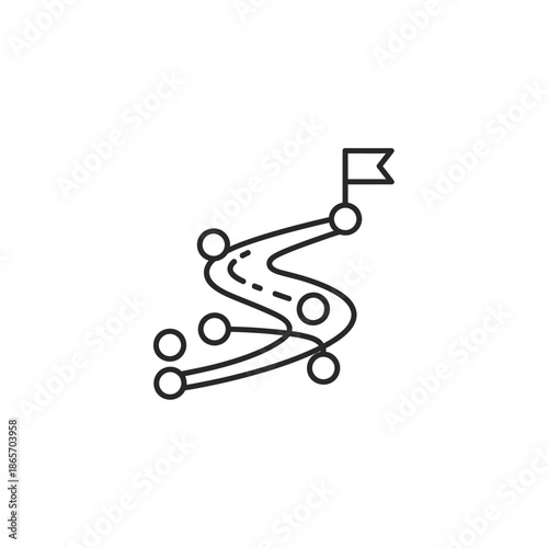 Creative Pathway Illustration with Road and Flag for Navigation and Journey Concepts