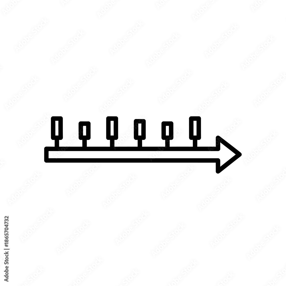 Fototapeta premium Minimalist Black and White Arrow with Multiple Pins Illustration for Conceptual Design