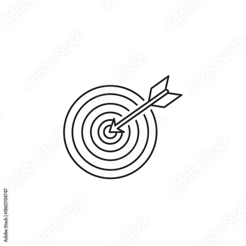 Minimalist Black and White Target with Arrow Hit Center for Focus and Precision Visuals