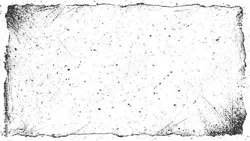Black ink splatter and scratch texture frame on white background grunge