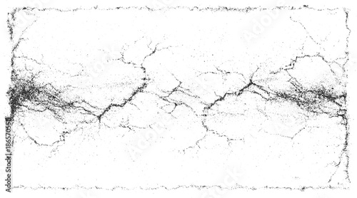 Black ink cracks and dots on white background distressed texture abstract