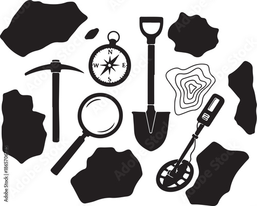 Geology tools and equipment for rock hunting and excavation
