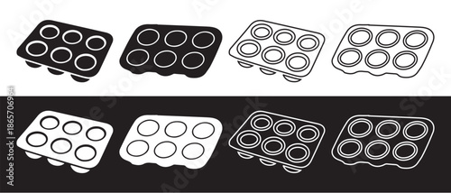 Versatile set of six-pack beverage holder icons displaying filled and outline designs.