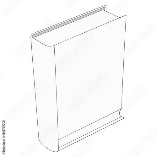 Blank Book Cover Outline Illustration Isolated on White Background