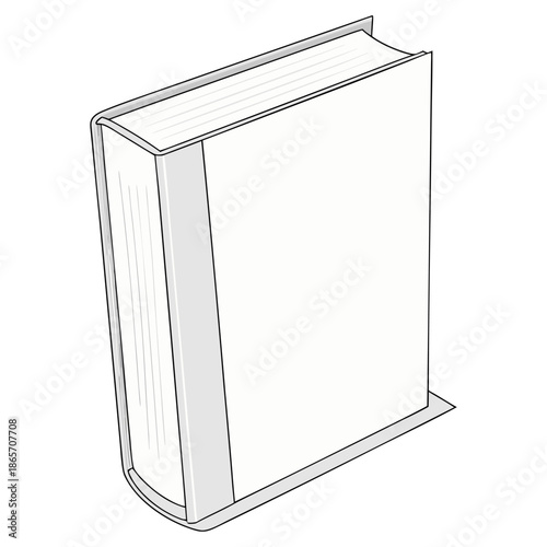 Blank Book Cover Outline Illustration Isolated on White Background