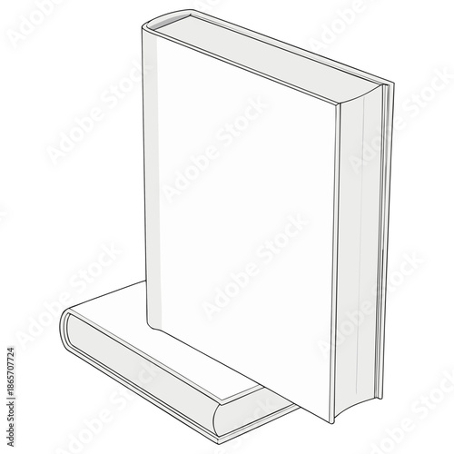 Blank Book Cover Outline Illustration Isolated on White Background