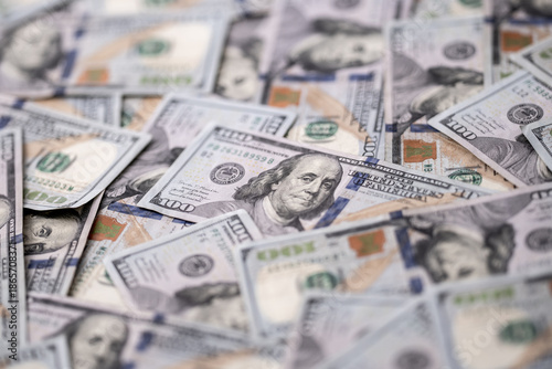 Bild auf Leinwand Money background with 100-dollar bills
