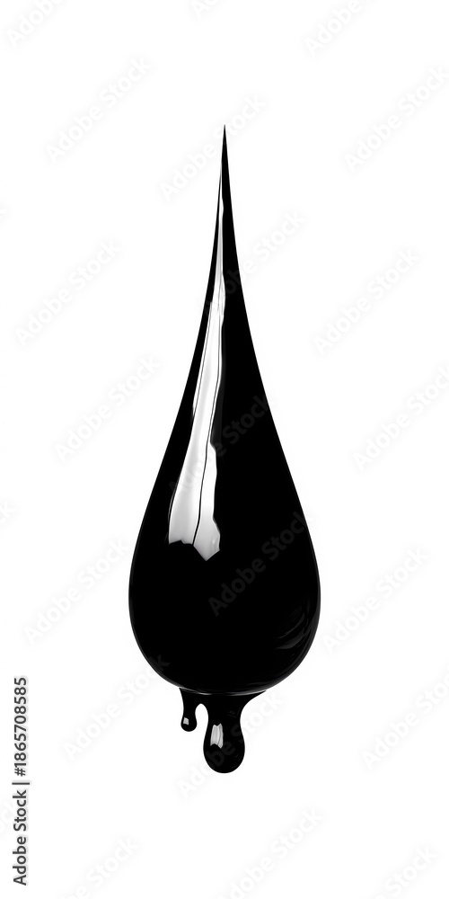 Fototapeta premium Isolated splash of crude oil with shiny texture and thick drip lines on clean white surface