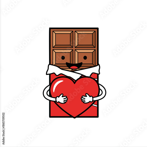 Cute Chocolate Bar Holding Heart