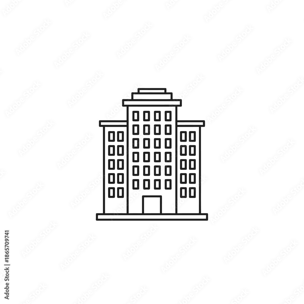 Naklejka premium Modern City Office Building Facade with Multiple Windows and Entrance