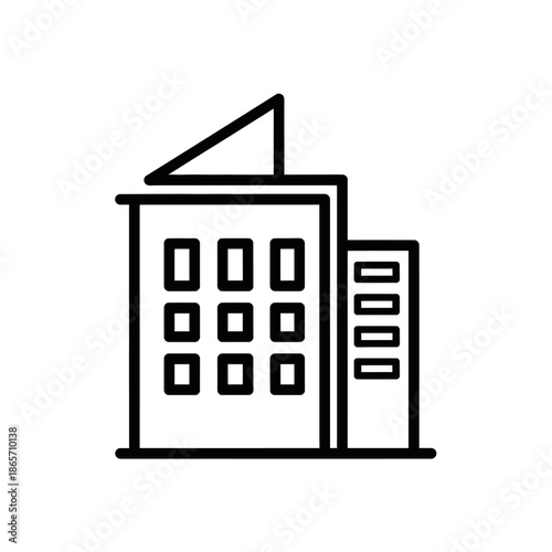 Modern High-Rise Office Building with Multiple Windows and Structural Design