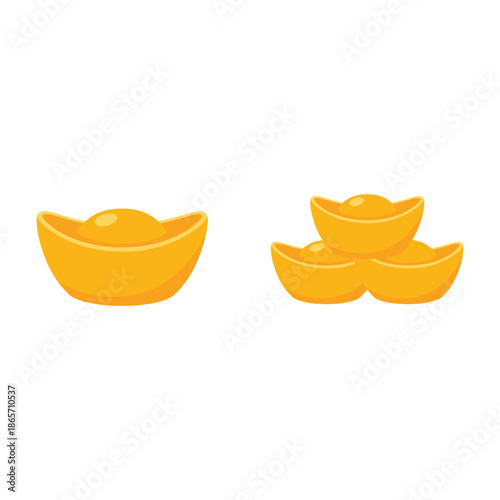 Chinese Gold Ingots Wealth Symbols Vector
