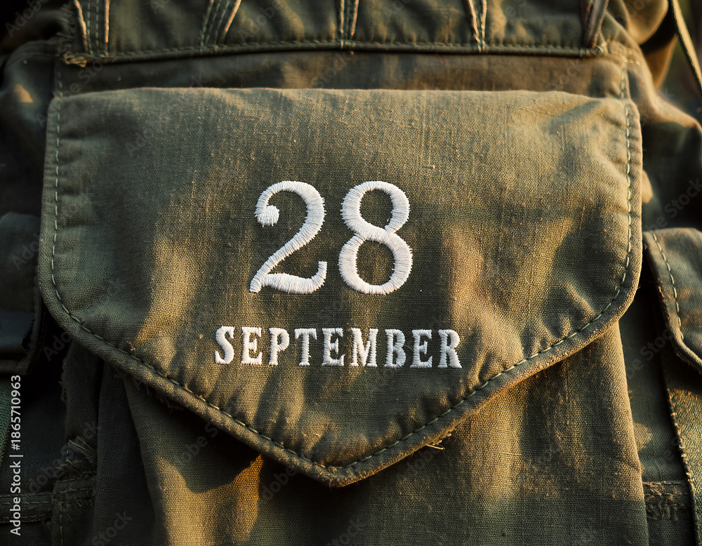 Naklejka premium The thick canvas fabric shows signs of age