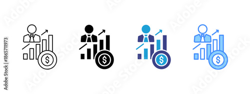 Sales Agent icon set multiple style collection