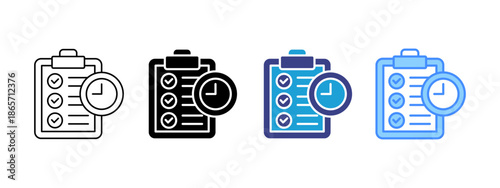 Planning icon set multiple style collection