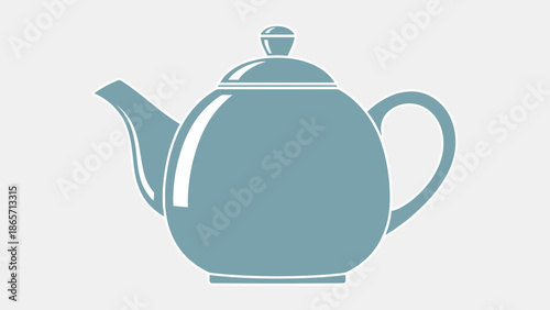 Elegant Teal Teapot Illustration A Classic Beverage Vessel.