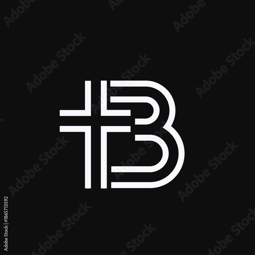Modern Minimalist Geometric Letter B and Christian Cross Logo Design