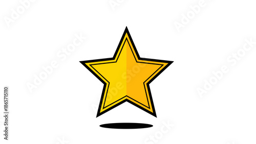 Golden Star with Black Outline and Shadow A Symbol of Achievement.