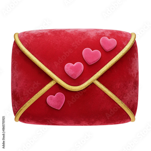 Red envelope with hearts for Valentine's Day gifts and messages for couples celebrating love and romance Generative AI