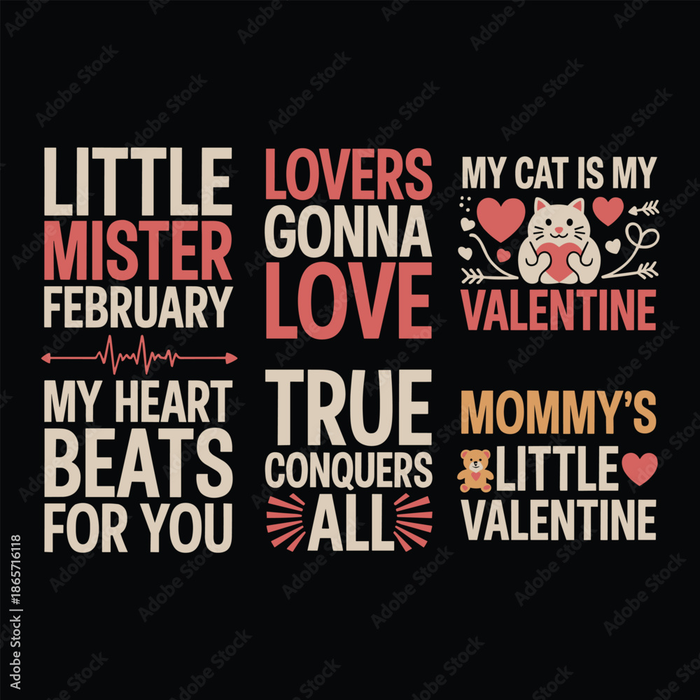 Obraz premium Valentine Cards with Text and on Black Background love