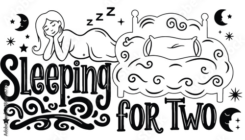 A peaceful woman sleeping in bed with her partner silhouette at night