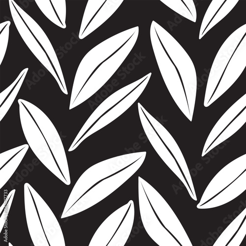 Monochrome Leaf seamless pattern design