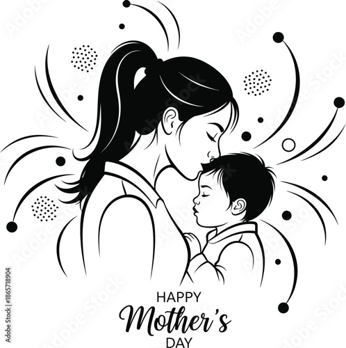 Silhouette of mother and child on mother's day