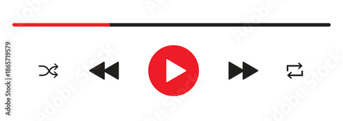 Social media video player template, mobile video player. Vector video player mockup, ui ux. Social media concept