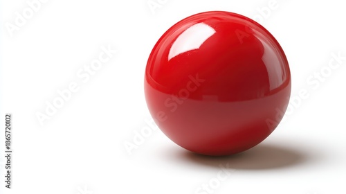Red glossy sphere creating a strong shadow effect on a white isolated background, symbolizing a concept of focus, precision, or potential impact with its pristine, minimalist design