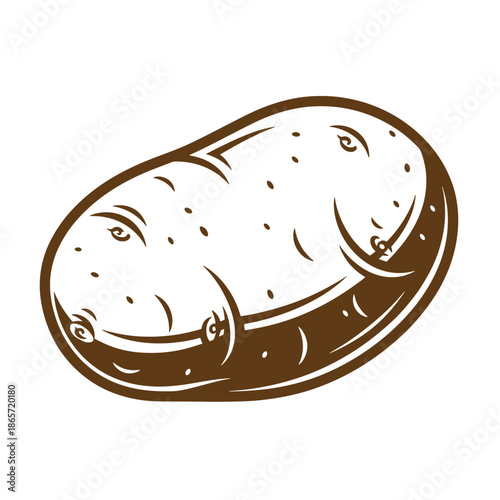 Vintage a brown and white illustration of a bread roll on a neutral background