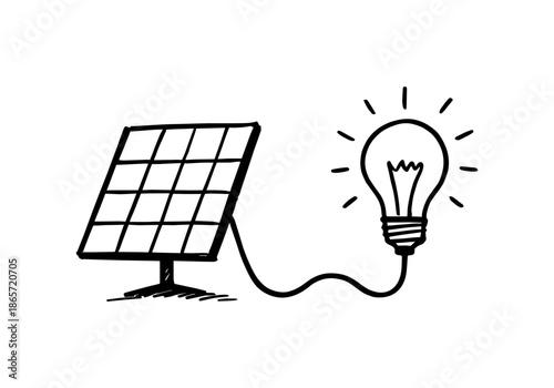 solar panel hand drawn simple sketch vector illustration